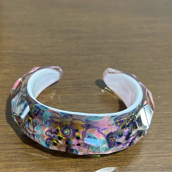 Stunning Pink Kevin O’Grady glass bangle bracelet sz small - Picture 4 of 6